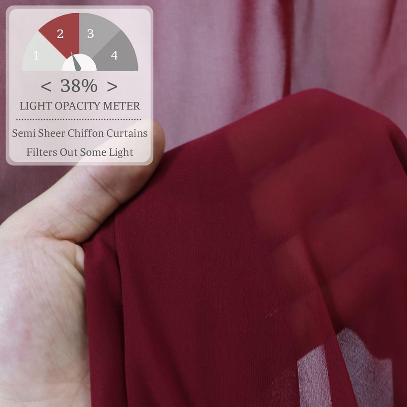 ROMANKAS Wedding Ceiling Drapes Burgundy Ceiling Draping Hanging Kit 6 Panels 5x10ft with 12 Inch Ceilings Drape Hoop Ring Kit Ceiling Draping Curtains Ceiling Drapes for Parties Wedding Decor - Image 4